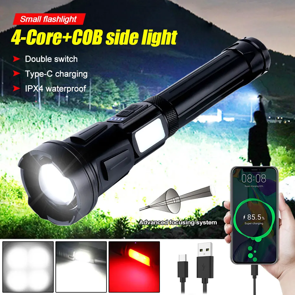 Super Bright 4 Lighting Modes LED Flashlight USB Rechargeable Zoomable Torch with for Adventure Hiking Camping Hunting
Super Bright 4 Lighting Modes LED Flashlight USB Rechargeable Zoomable Torch with for Adventure Hiking Camping Hunting