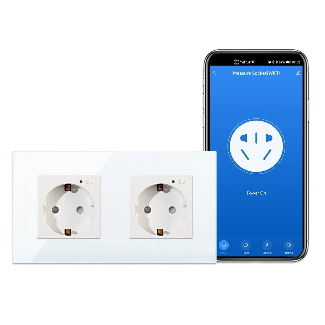 Умные лестничные переключатели Bingoelec Tuya, настенная розетка с 2 отверстиями и Wi-Fi, с белой прозрачной стеклянной панелью и USB Type-C 
Умные лестничные переключатели Bingoelec Tuya, настенная розетка с 2 отверстиями и Wi-Fi, с белой прозрачной стеклянной панелью и USB Type-C