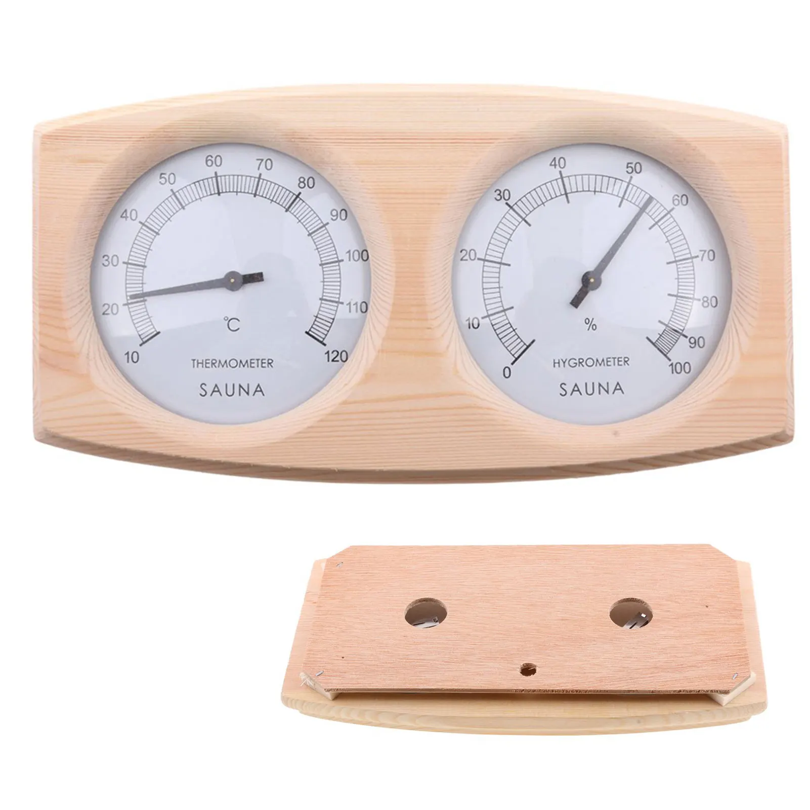 

Термометр-гигрометр для сауны из сосновой древесины 10C-120C, горизонтальные цифровые аксессуары для сауны, измерение температуры и влажности