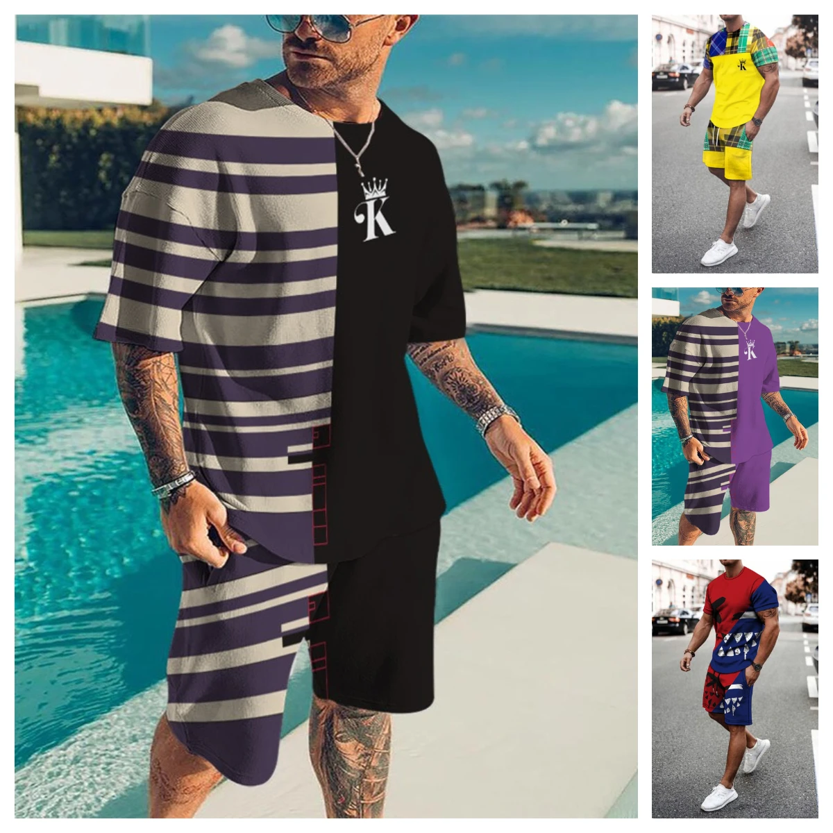 2022 Summer Men's Short-Sleeved Sports Suit Set 3D Trend Printing T-shirt Suit Sportswear Digital Printing 2 Piece Clothing
2022 Summer Men's Short-Sleeved Sports Suit Set 3D Trend Printing T-shirt Suit Sportswear Digital Printing 2 Piece Clothing