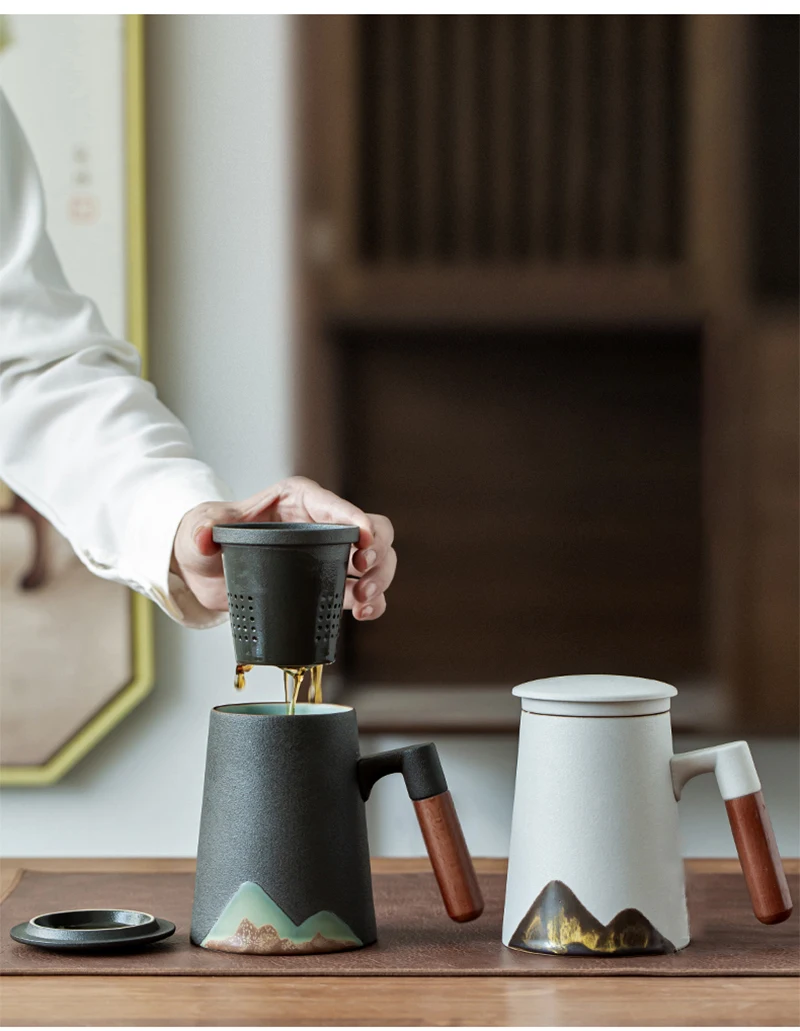 mountain design ceramic tea mugs with filter ceramic coffee cup chinese tea cup 400ml
mountain design ceramic tea mugs with filter ceramic coffee cup chinese tea cup 400ml