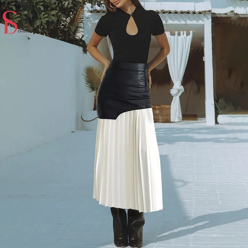Skirt Fashion Autumn High Waist Mid Length Pu Leather Panel Pleated Women's Color Contrast Skirts
Skirt Fashion Autumn High Waist Mid Length Pu Leather Panel Pleated Women's Color Contrast Skirts