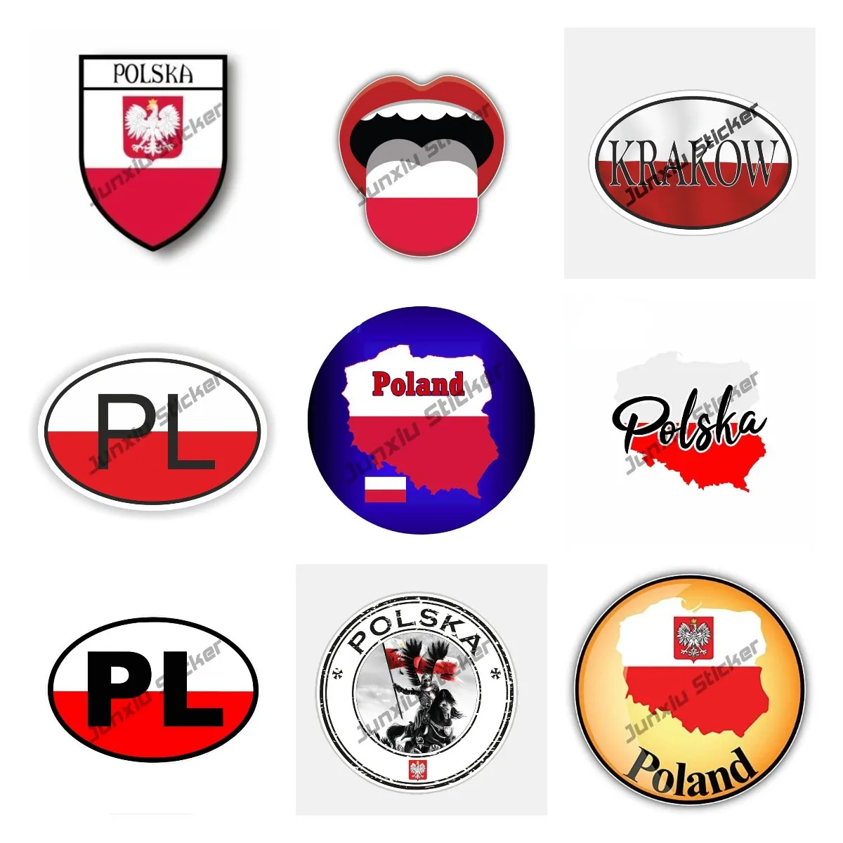 

Husarz Polka Sticker Poland Map Flag Glossy Label Vinyl Car Decal Accessories Waterproof Reflective Sticker Glue Sticker KK13cm