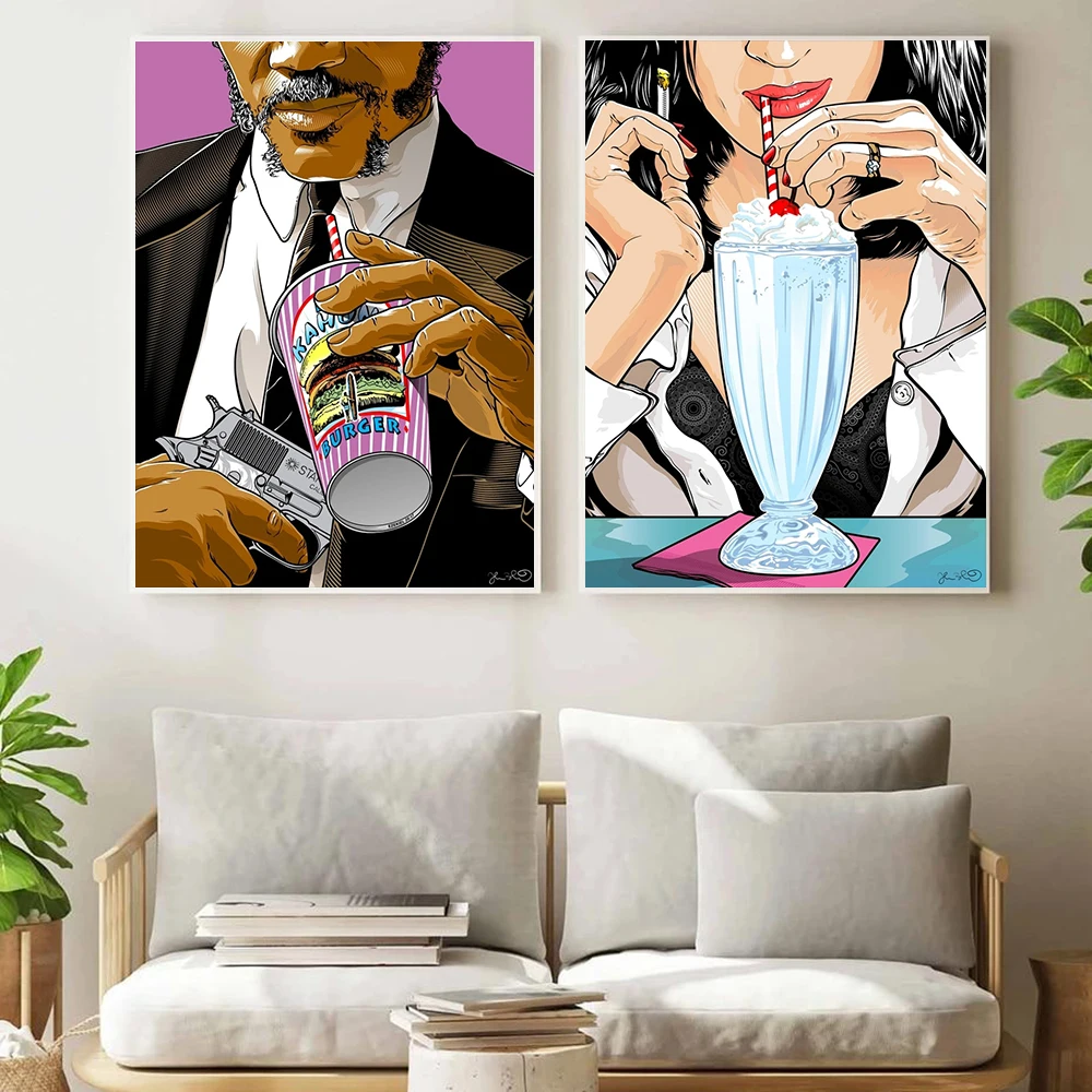Movie Pulp Fiction Poster Drinking Woman Man Canvas Painting Vintage Art Print Body Line Wall Picture For Living Room Home Decor
Movie Pulp Fiction Poster Drinking Woman Man Canvas Painting Vintage Art Print Body Line Wall Picture For Living Room Home Decor