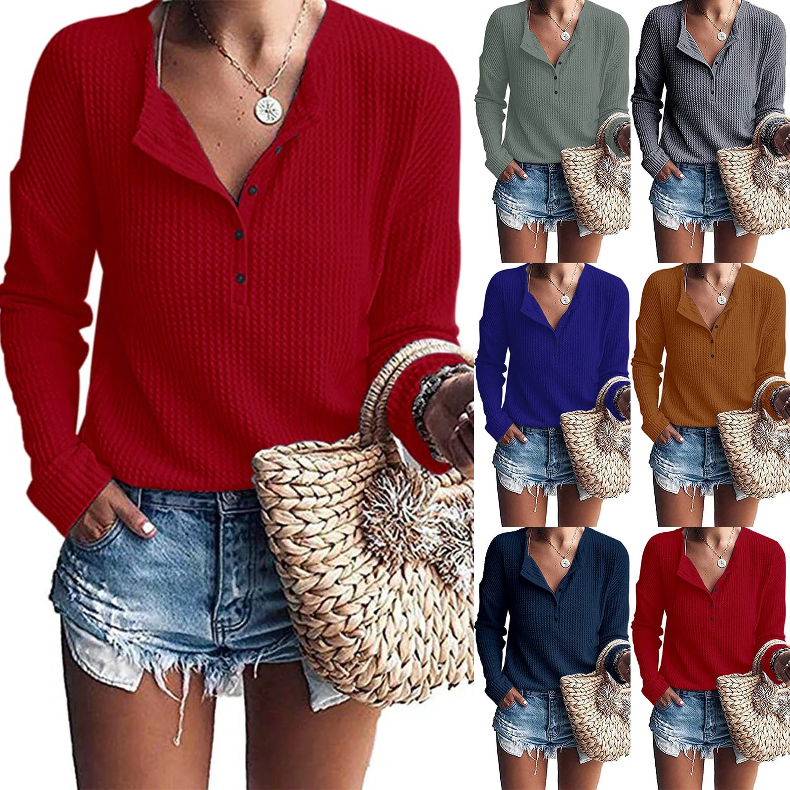 Women Knit Tunic Tops Loose Long Sleeve Button Up V Neck Henley Shirts Long Sleeve T Shirts Women
Women Knit Tunic Tops Loose Long Sleeve Button Up V Neck Henley Shirts Long Sleeve T Shirts Women
