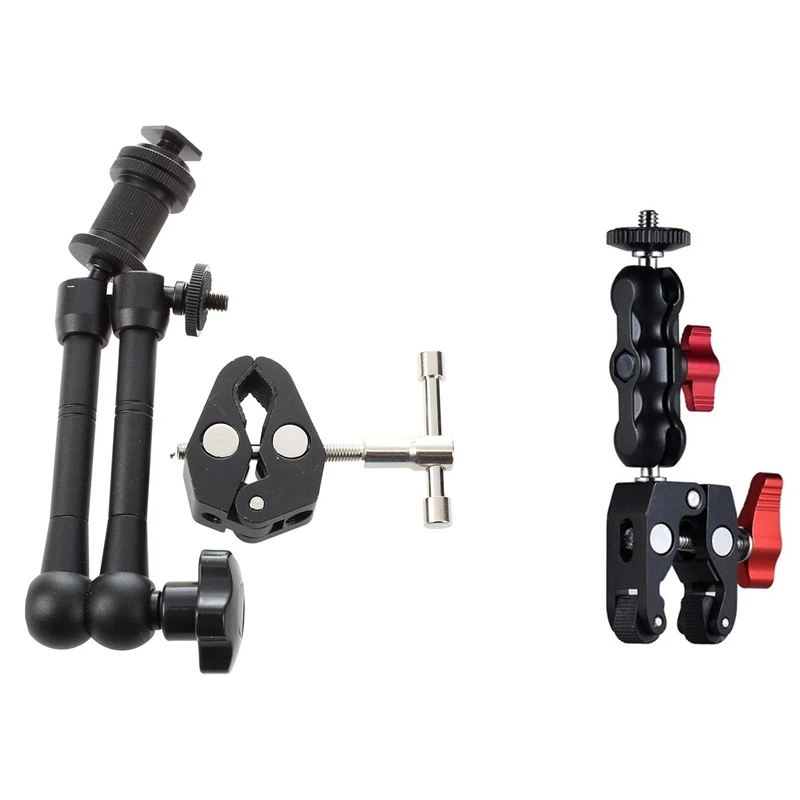 11 Inch Friction Articulating Magic Arm + Super Clamp Crab Plier Clip & Magic Arm Double Hot Shoe Ball Head Crab Claw
11 Inch Friction Articulating Magic Arm + Super Clamp Crab Plier Clip & Magic Arm Double Hot Shoe Ball Head Crab Claw
