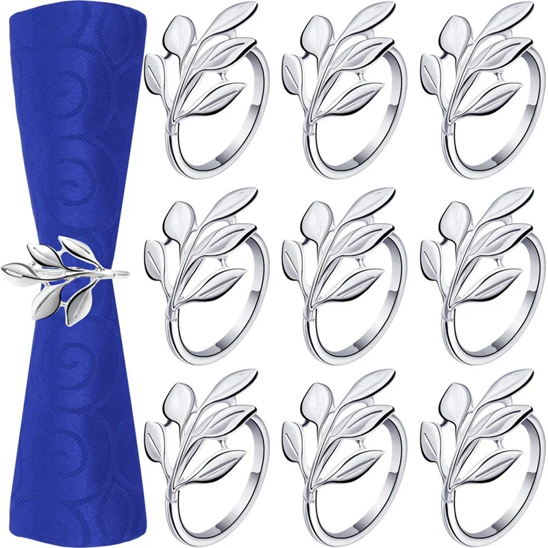 10Pcs Leaf Napkin Ring Set Bridal Vintage Napkin Adornment Dining Table Ring Silver
10Pcs Leaf Napkin Ring Set Bridal Vintage Napkin Adornment Dining Table Ring Silver