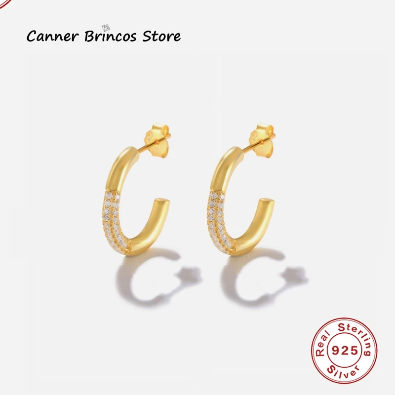 CANNER 925 Sterling Silver Gold Color Stud Earrings Jewelry For Wedding Classic Zircon C-shaped Earrings For Women Pendenties
CANNER 925 Sterling Silver Gold Color Stud Earrings Jewelry For Wedding Classic Zircon C-shaped Earrings For Women Pendenties