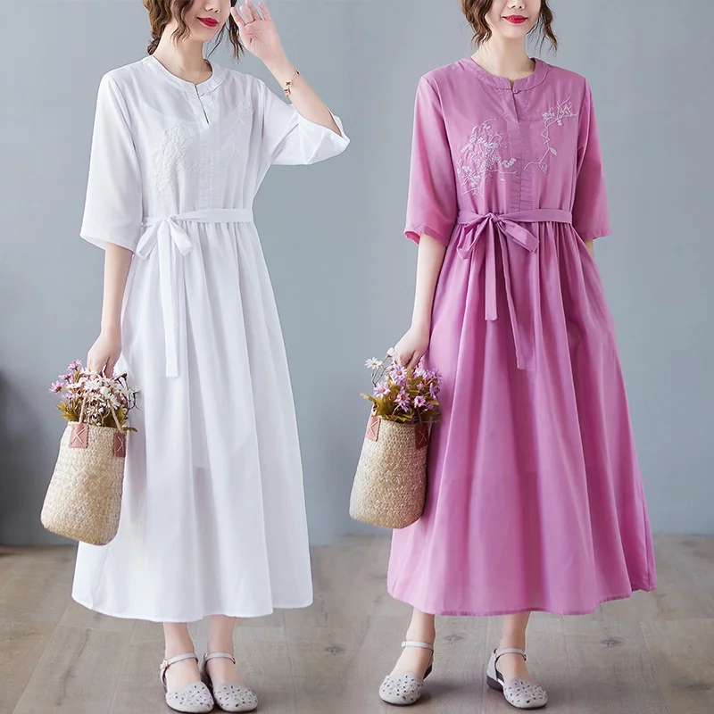 2022 Women Retro CottonDress Maternity Wear Maxi Dress Soft Breathable Baju Kaftan Fashion THigh Waist with Pocket Long Dresses
2022 Women Retro CottonDress Maternity Wear Maxi Dress Soft Breathable Baju Kaftan Fashion THigh Waist with Pocket Long Dresses