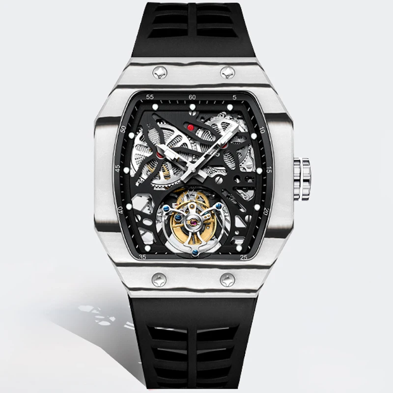Роскошные мужские механические часы с каркасом Tourbillon, водонепроницаемые сапфировые часы AESOP 7036, чехол с силиконовым ремешком
Роскошные мужские механические часы с каркасом Tourbillon, водонепроницаемые сапфировые часы AESOP 7036, чехол с силиконовым ремешком