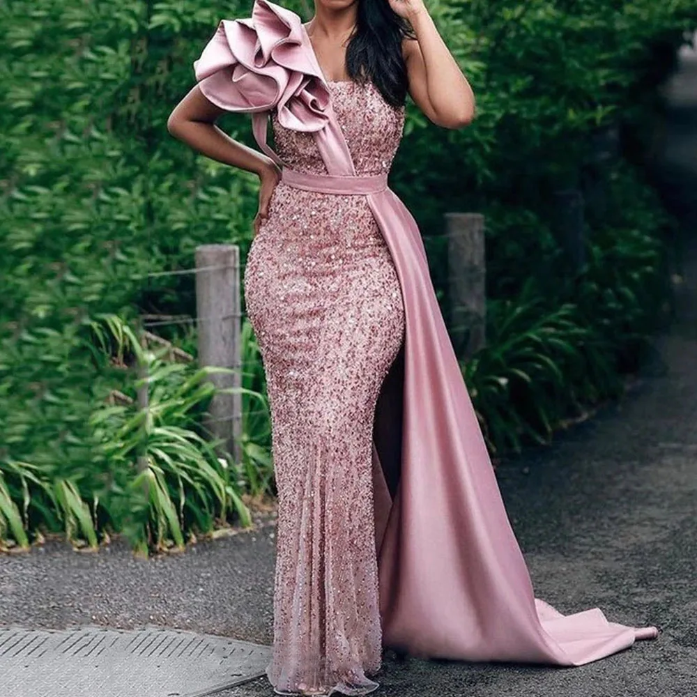Elegant One Shoulder Sequin Prom Dresses Aso Ebi Style African Women Mermaid Dress Plus Size Glitter Long Party Gowns
Elegant One Shoulder Sequin Prom Dresses Aso Ebi Style African Women Mermaid Dress Plus Size Glitter Long Party Gowns