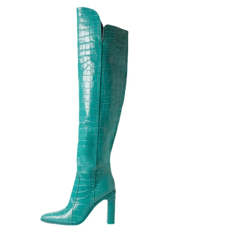 Crocodile Leather Knee High Boots Women Sexy Chunky High Heels Long Boots Female Winter Party Shoes Cowboy Knight Boots
Crocodile Leather Knee High Boots Women Sexy Chunky High Heels Long Boots Female Winter Party Shoes Cowboy Knight Boots
