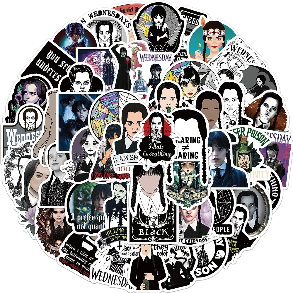 10/30/50Pcs TV Series Wednesday Addams Stickers Decals Gift for Phone Diary Notebook Guitar Car Wall Graffiti Sticker Kids Toys
10/30/50Pcs TV Series Wednesday Addams Stickers Decals Gift for Phone Diary Notebook Guitar Car Wall Graffiti Sticker Kids Toys