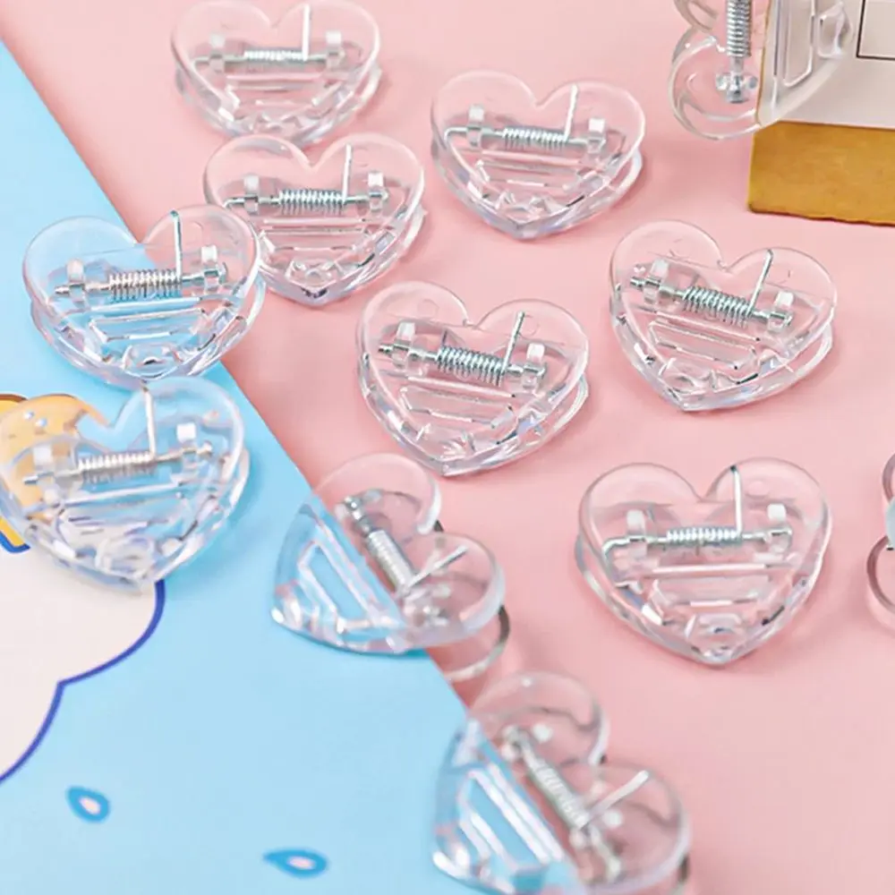 

Kawaii Creativity Pink Heart Clip Plastic Page Holder Snacks Sealing Clip Binding Desktop Organizer Office Supplies Clip