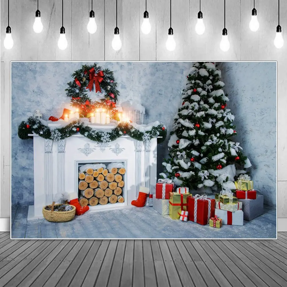 Snowcovered Christmas Fireplace Trees Wreath Decoration White Photography Backdrops Gifts Boxes Boots Snowflake Photo Background
Snowcovered Christmas Fireplace Trees Wreath Decoration White Photography Backdrops Gifts Boxes Boots Snowflake Photo Background
