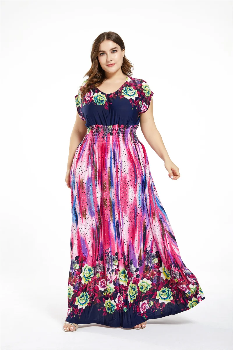 

Vestidos De Verano Plus Size 5XL 6XL 7XL 2021 Print Long Maxi Dress Sukienka Women Elbise Summer Dresses Strand Jurkjes