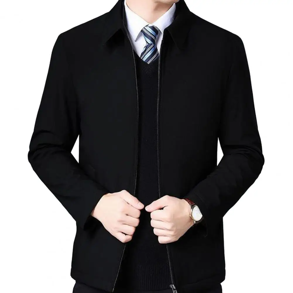 

Men Spring Jacket Stylish Men's Suit Coat Business-ready Zipper Placket Anti-wrinkle Long Sleeve Jacket for Spring Fall Groom