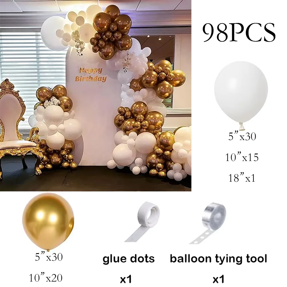 Золотисто-белый набор шаров для свадьбы
Золотисто-белый набор шаров для свадьбы