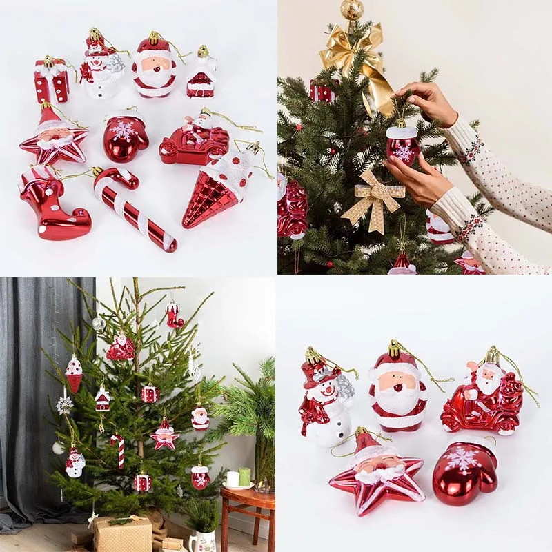 

2pcs Santa Claus Cane Plastic Decoration Christmas Gloves Snowman Gifts Home Hanging Accessories Christmas Tree Pendant Decor