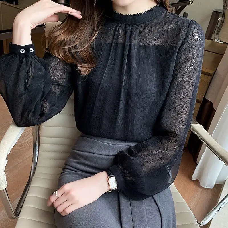 2022 Autumn Lace Hollowed Out French Style Lantern Sleeve Top Women's Korean Black Long Sleeve Shirts Blusas Female White
2022 Autumn Lace Hollowed Out French Style Lantern Sleeve Top Women's Korean Black Long Sleeve Shirts Blusas Female White