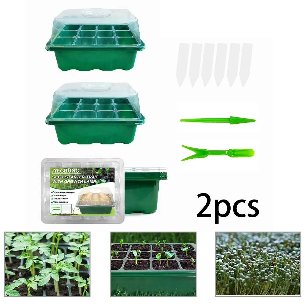 2pcs 12 Cell Plant Grow Tray With Grow Light Plant Flower Nursery Pot Plastic Seedling Tray Greenhouse Seed Grow Germination Box
2pcs 12 Cell Plant Grow Tray With Grow Light Plant Flower Nursery Pot Plastic Seedling Tray Greenhouse Seed Grow Germination Box