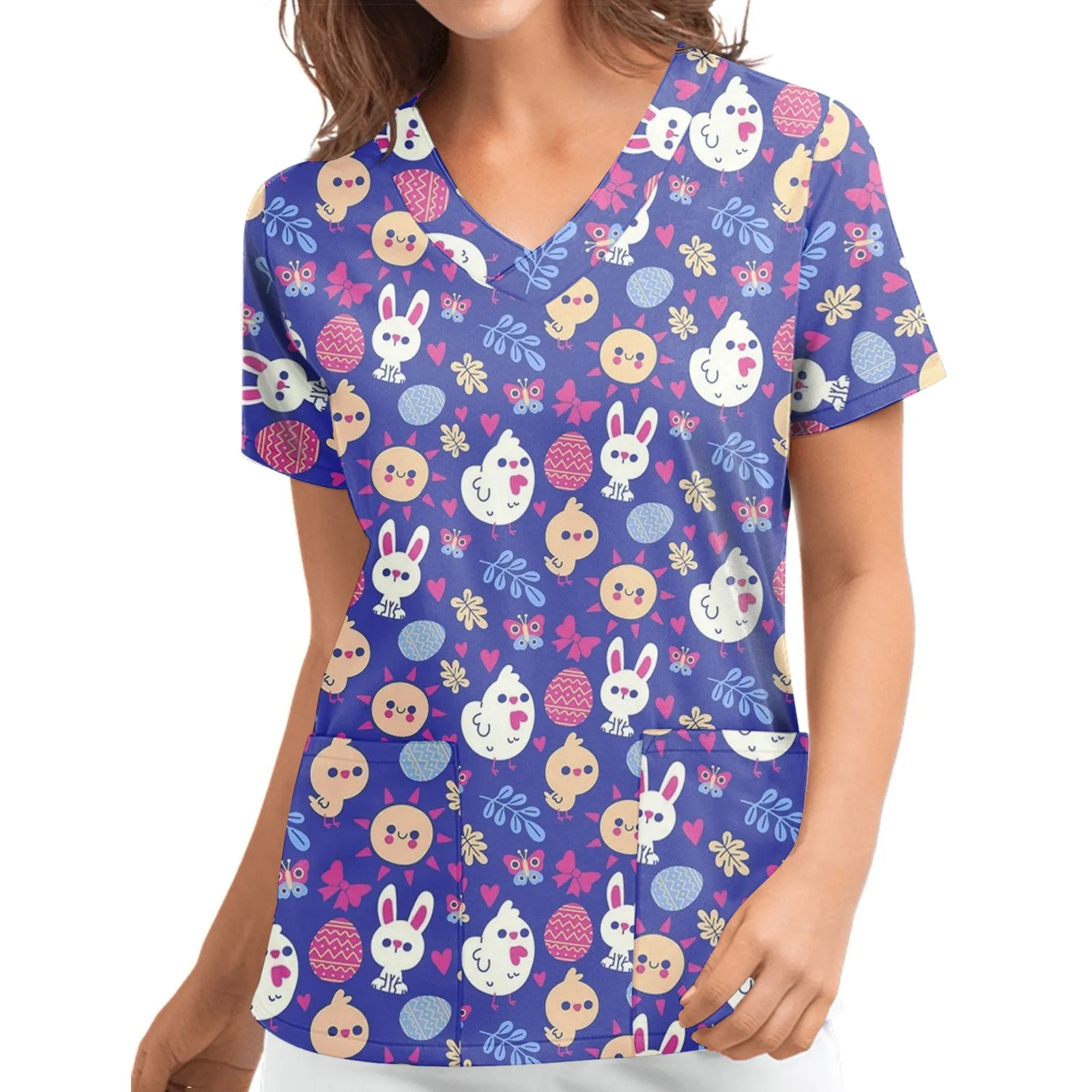 Festival Easter Day Cute Rabbit Uniforms Top Pet Grooming Uniform Short Sleeve V-neck Beauty Salon Scrubs Costume Working Shirts
Festival Easter Day Cute Rabbit Uniforms Top Pet Grooming Uniform Short Sleeve V-neck Beauty Salon Scrubs Costume Working Shirts