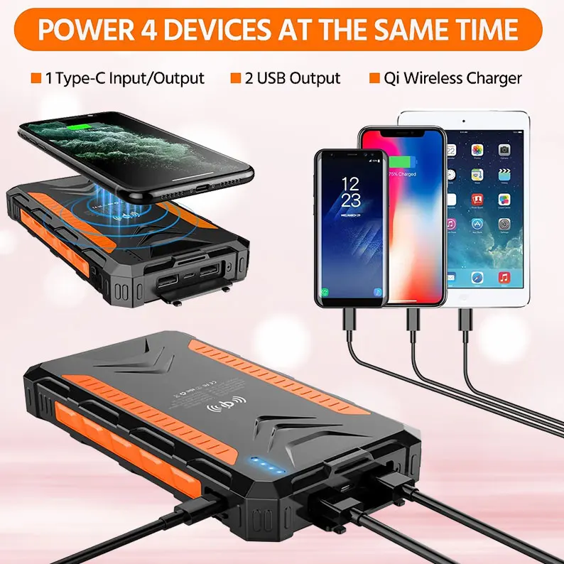 36800mah solar mobile power supply, 5V / 3A output and 2 input high-capacity smartphone chargers, strong light LED flashlight
36800mah solar mobile power supply, 5V / 3A output and 2 input high-capacity smartphone chargers, strong light LED flashlight