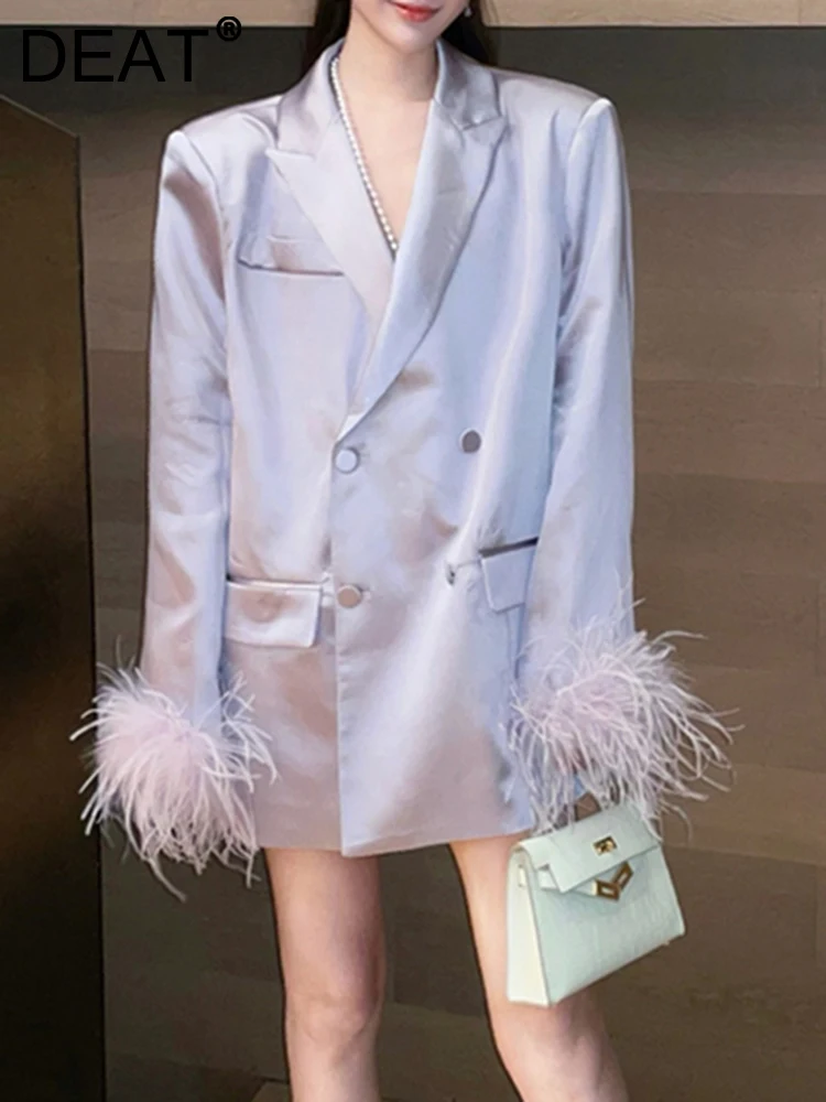 DEAT Fashion Women's Blazer Notched Double Breasted Long Sleeves Pockets Spliced Feather Suit Jackets Autumn 2023 New 7AB175
DEAT Fashion Women's Blazer Notched Double Breasted Long Sleeves Pockets Spliced Feather Suit Jackets Autumn 2023 New 7AB175