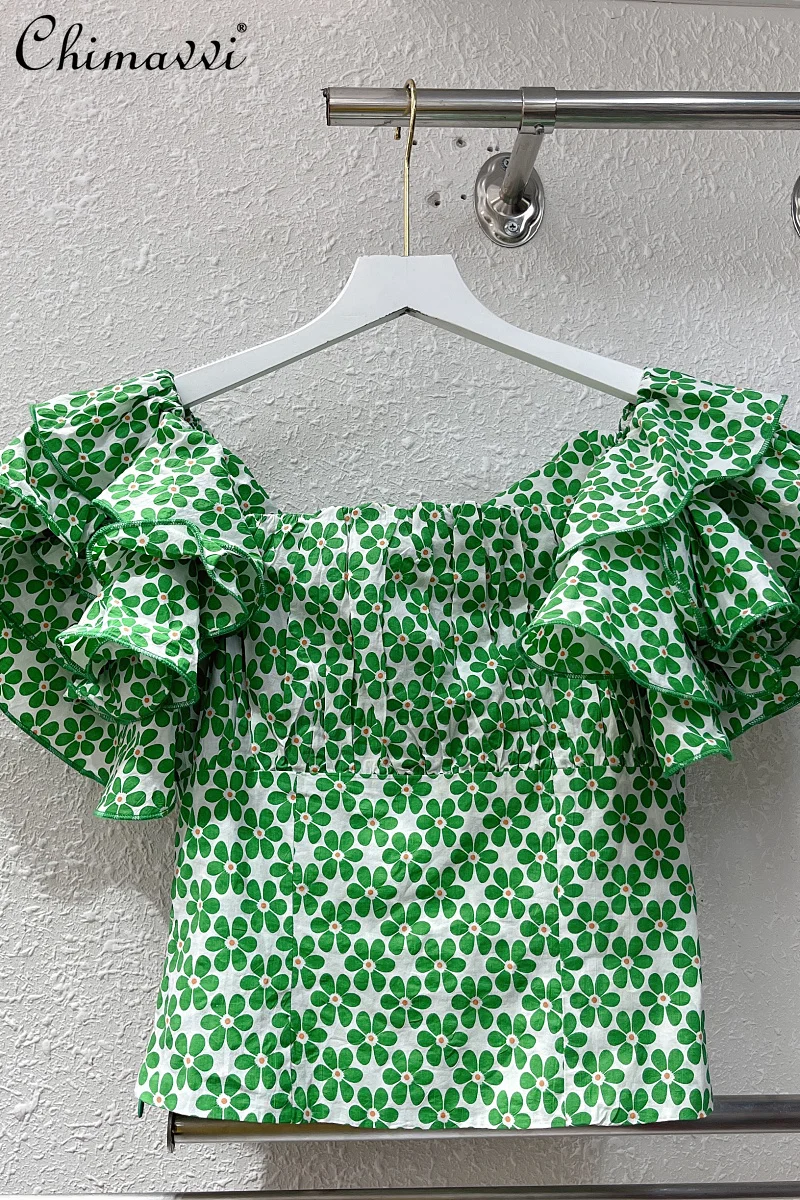 Sweet Ruffled Stitching Square Collar Versatile Blouse for Female 2022 Summer New Slim Fit Short Fashion Floral Shirt Women
Sweet Ruffled Stitching Square Collar Versatile Blouse for Female 2022 Summer New Slim Fit Short Fashion Floral Shirt Women