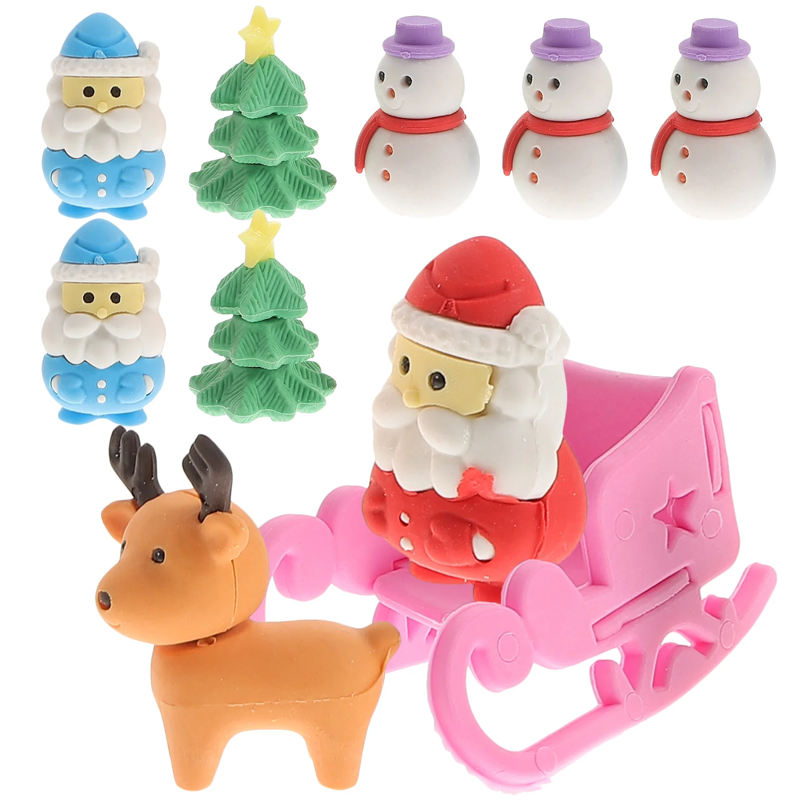 

Erasers Eraser Christmas Kids Santa Claus Tree School Stationery Holiday Rubber Snowman Stocking Cartoon Mini Party Favors