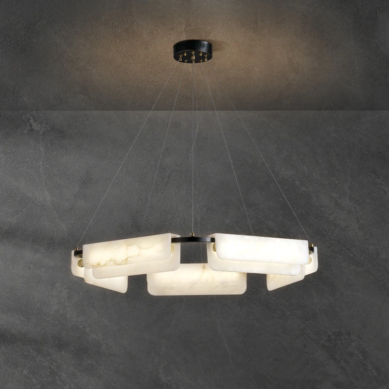 

Скандинавская мраморная люстра, современная лампа из белого камня для виллы, гостиной, спальни, ресторана, декоративный подвесной светильник из искусственного мрамора