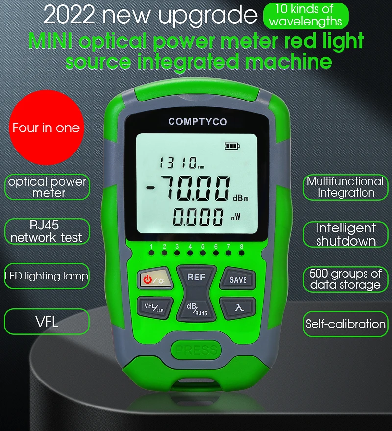 AUA-MC70 Optical Power Meter -70~+10dBm 4 in 1 Multifunction Fiber Network Cable Tester Visual Fault Locator 1-50MW OPM VFL
AUA-MC70 Optical Power Meter -70~+10dBm 4 in 1 Multifunction Fiber Network Cable Tester Visual Fault Locator 1-50MW OPM VFL
