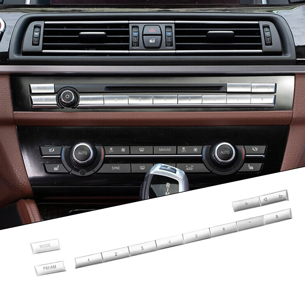ABS Plastic Center Console Trim For BMW 5 6 7 Series 5GT F10 Chrome 12pcs Center CD MODE FM/AM Button Trim Cover
ABS Plastic Center Console Trim For BMW 5 6 7 Series 5GT F10 Chrome 12pcs Center CD MODE FM/AM Button Trim Cover