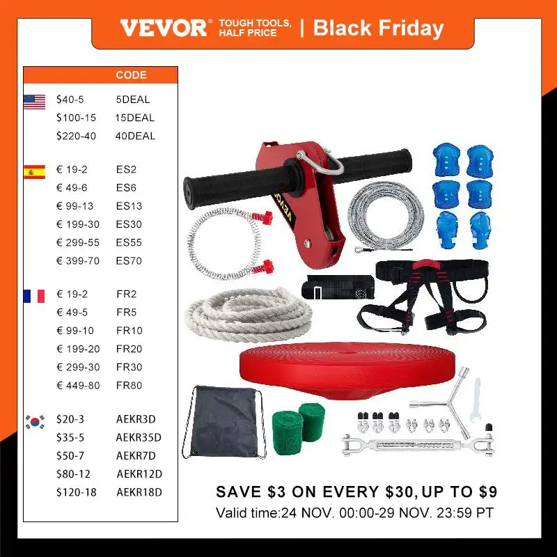 VEVOR Zip line Kits for Backyard 120FT, Zip Lines for Kid and Adult, Included Swing Seat, Zip Lines Brake, and Steel Trolley,
VEVOR Zip line Kits for Backyard 120FT, Zip Lines for Kid and Adult, Included Swing Seat, Zip Lines Brake, and Steel Trolley,