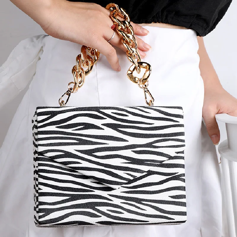 

Zebra Print Box Handbags Female Versatile Shoulder Bags High Quality Envelope Day Clutches 2023 Fashion Banquet Underarm Prom