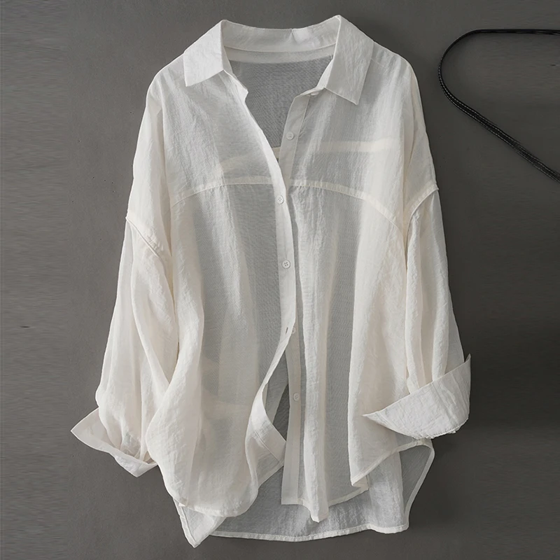 Long Sleeve Simple Blouse Casual Elegant Loose Sunscreen Shirt Women Breathable Thin Tops Spring Summer Ladies Clothing 27265
Long Sleeve Simple Blouse Casual Elegant Loose Sunscreen Shirt Women Breathable Thin Tops Spring Summer Ladies Clothing 27265