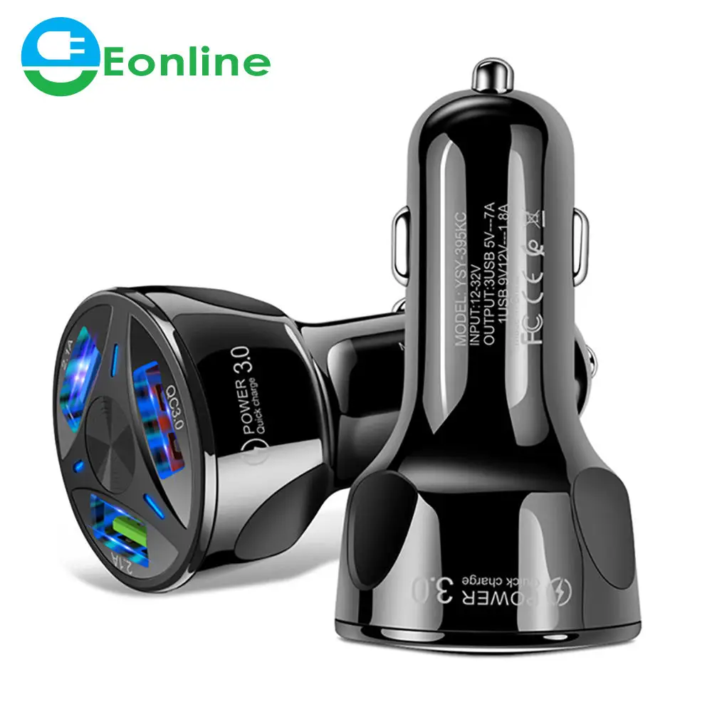 

EONLINE USB Car Charger Quick Charge 3.0 Car Phone Chargers for iPhone 11 XR Samsung A530 QC3.0 Fast Mobile Phone Car-Charger