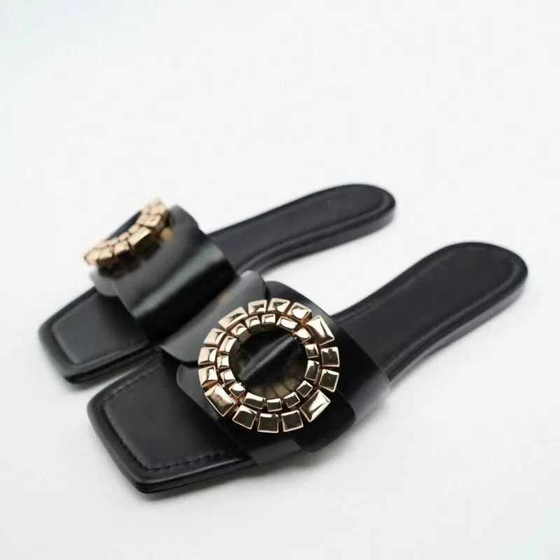 ZRACK New Sandals Women 2022 Summer Women Shoes Flats Fashion Metal Square Head Luxury Brand Sexy Plus Size 41 Slippers Elegant
ZRACK New Sandals Women 2022 Summer Women Shoes Flats Fashion Metal Square Head Luxury Brand Sexy Plus Size 41 Slippers Elegant
