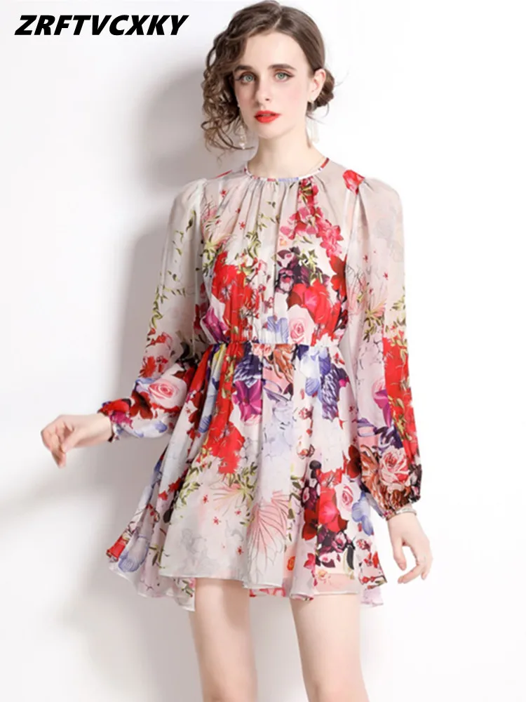 ZRFTVCXKY New Summer Chiffon Mini Dresses Women's Runway Long Sleeve Elegant Gorgeous Floral Print Pleated Holidays Party Dress
ZRFTVCXKY New Summer Chiffon Mini Dresses Women's Runway Long Sleeve Elegant Gorgeous Floral Print Pleated Holidays Party Dress