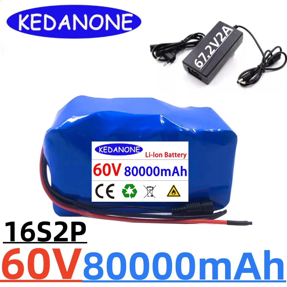 Paquete de batería de iones de litio para bicicleta eléctrica, 60V, 16S2P, 80Ah, 18650, 67,2 V, 20000mAh, 30A, BMS, 750W, 1500 v
Paquete de batería de iones de litio para bicicleta eléctrica, 60V, 16S2P, 80Ah, 18650, 67,2 V, 20000mAh, 30A, BMS, 750W, 1500 v