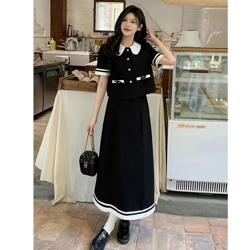 Sweet Black French Two Piece Set Women College Style Elegant Peter Pan Collar Skirt Suit Female Japanese Mini Skirt Suit Summer
Sweet Black French Two Piece Set Women College Style Elegant Peter Pan Collar Skirt Suit Female Japanese Mini Skirt Suit Summer