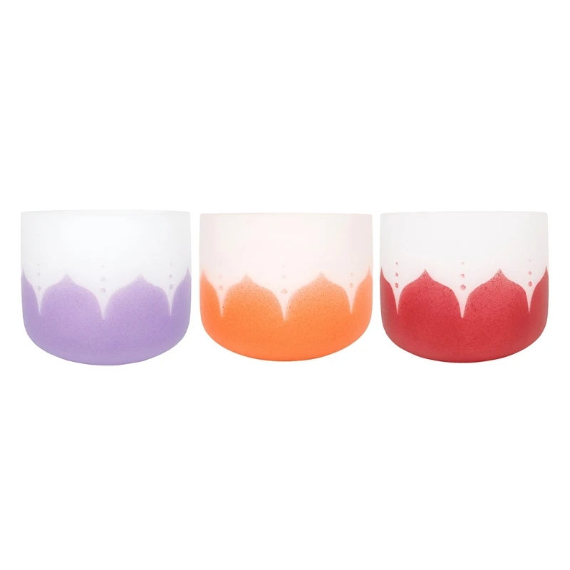

8-дюймовые матовые кварцевые чаши для йоги Хрустальные поющие чаши с градиентным дизайном лотоса с круглыми резиновыми кольцами