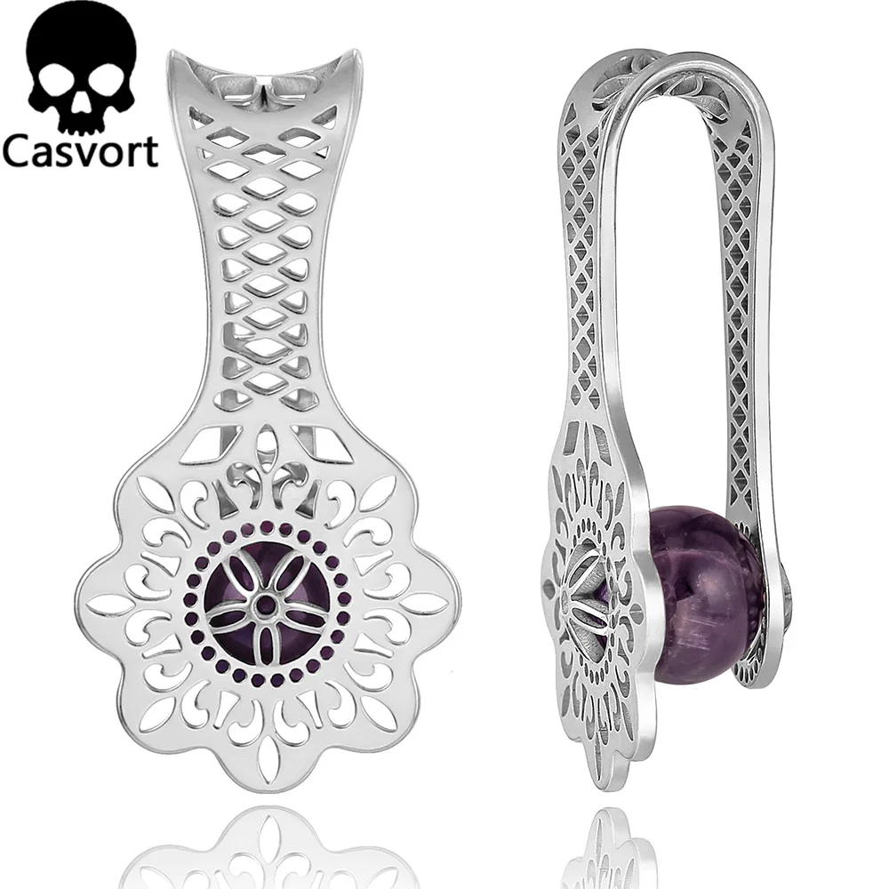 Casvort 2 шт. 316 из нержавеющей стали с цветочным камнем ушные вкладыши для пирсинга женские ювелирные изделия для тела