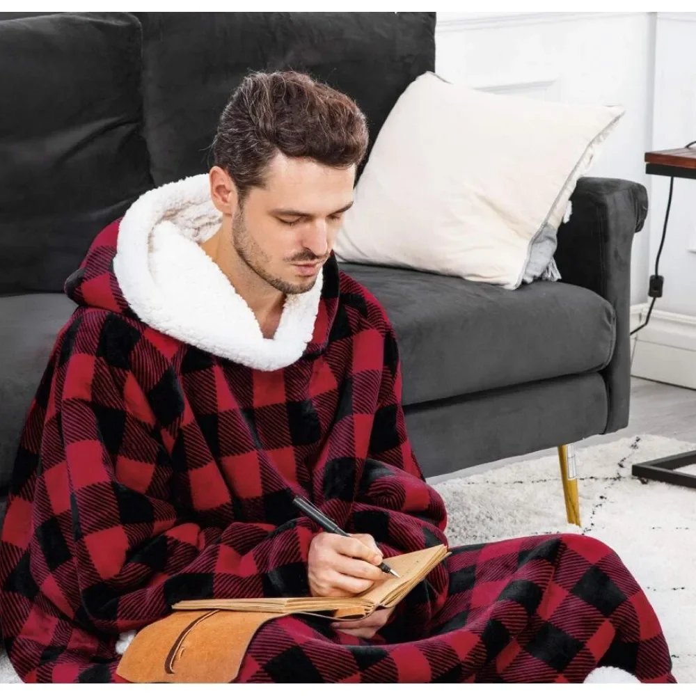 Flannel Blanket with Sleeves Hooded Sweatshirt 2024 Winter Oversized New Extra Long Sweatshirt Pullover Plush Jumbo TV Blanket
Flannel Blanket with Sleeves Hooded Sweatshirt 2024 Winter Oversized New Extra Long Sweatshirt Pullover Plush Jumbo TV Blanket