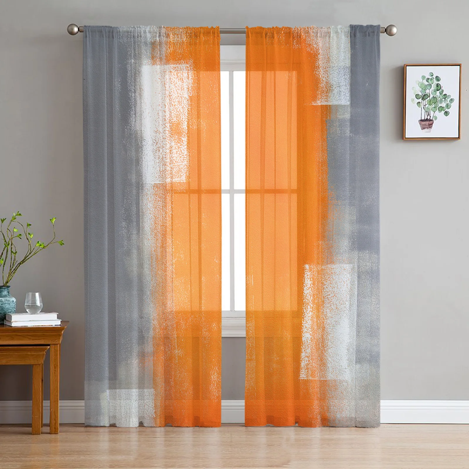 Orange Gray Abstract Tulle Curtains For Living Room Bedroom Decoration Luxury Voile Valance Sheer Curtains For Kitchen
Orange Gray Abstract Tulle Curtains For Living Room Bedroom Decoration Luxury Voile Valance Sheer Curtains For Kitchen
