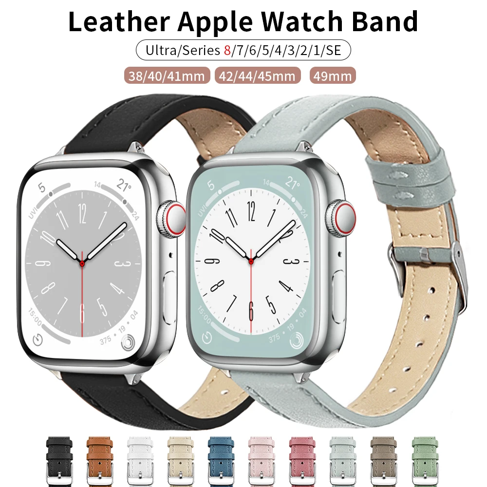 Leather Band For Apple Watch Ultra 49mm 44mm Strap 41mm 45mm 40mm Correa 42mm 38mm Wrist Bracelet iWatch Series 8 7 3 4 5 6 Se
Leather Band For Apple Watch Ultra 49mm 44mm Strap 41mm 45mm 40mm Correa 42mm 38mm Wrist Bracelet iWatch Series 8 7 3 4 5 6 Se