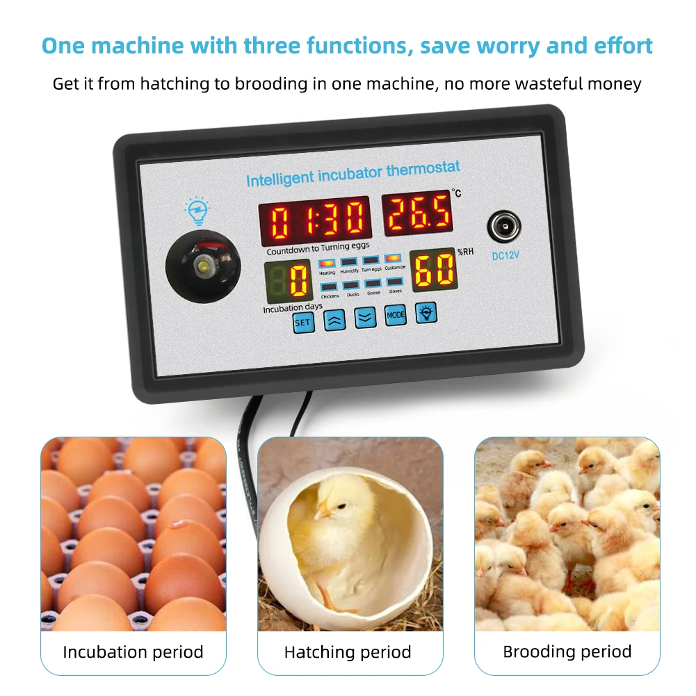 Egg Thermostat Turning Automatic Control Humidity Digital Incubator Thermostat 360 Temperature Smart
Egg Thermostat Turning Automatic Control Humidity Digital Incubator Thermostat 360 Temperature Smart
