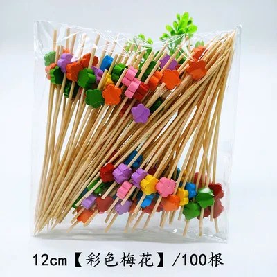 

100PCS Disposal Bamboo Toothpicks Fruit Salad Buffet Picks Colorful Loving Heart Aperitif Cocktail Sticks Decoration Accessories