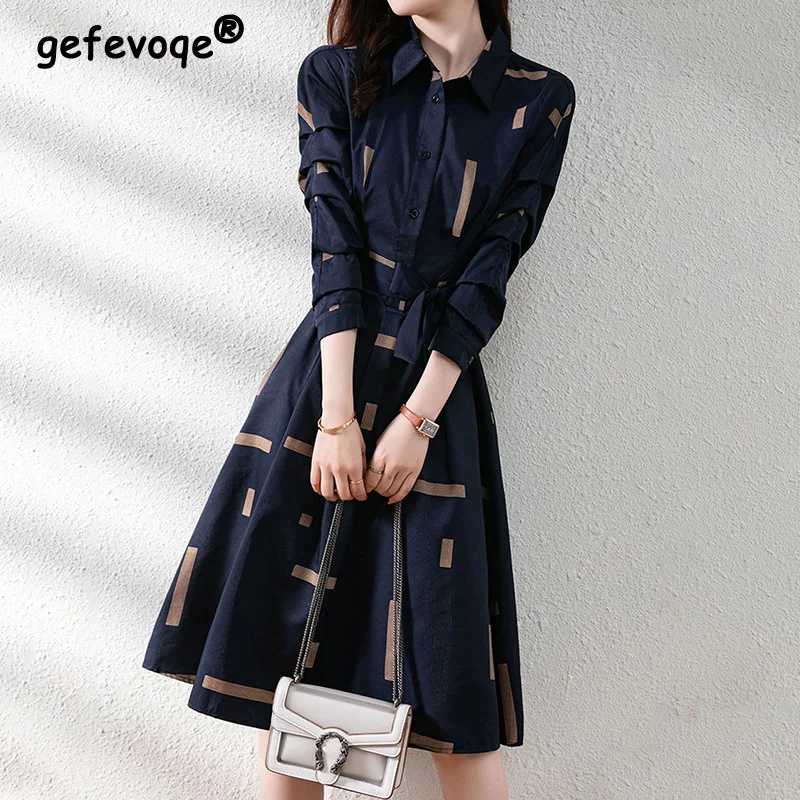 Elegant Fashion Geometric Printed Belt Dresses Spring 2022 Long Sleeve Polo-neck Loose Tunic Pullover Midi Dress Female Clothing
Elegant Fashion Geometric Printed Belt Dresses Spring 2022 Long Sleeve Polo-neck Loose Tunic Pullover Midi Dress Female Clothing