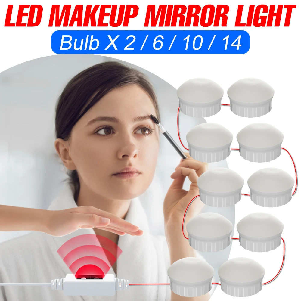 LED Vanity Mirror Light USB Dressing Table Lamp DC 5V Bathroom Makeup Mirror With Light Hand Sweep Sensor Dimming LED Wall Lamp
LED Vanity Mirror Light USB Dressing Table Lamp DC 5V Bathroom Makeup Mirror With Light Hand Sweep Sensor Dimming LED Wall Lamp